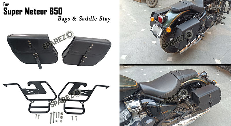 For Royal Enfield Super Meteor 650 Black Bags With Saddle Stay Mounting