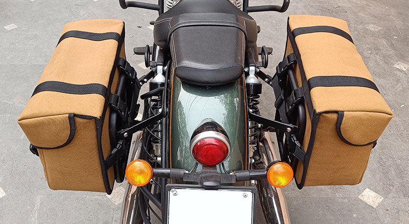 For Royal Enfield Super Meteor 650 Canvas Pannier bags with Mounting Pair