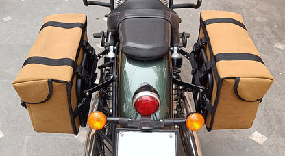 For Royal Enfield Super Meteor 650 Canvas Pannier bags with Mounting Pair