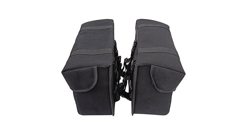 For Royal Enfield Super Meteor 650 Black Canvas Pannier bags with Mounting