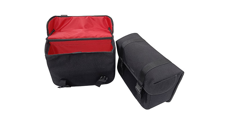 For Royal Enfield Super Meteor 650 Black Canvas Pannier bags with Mounting