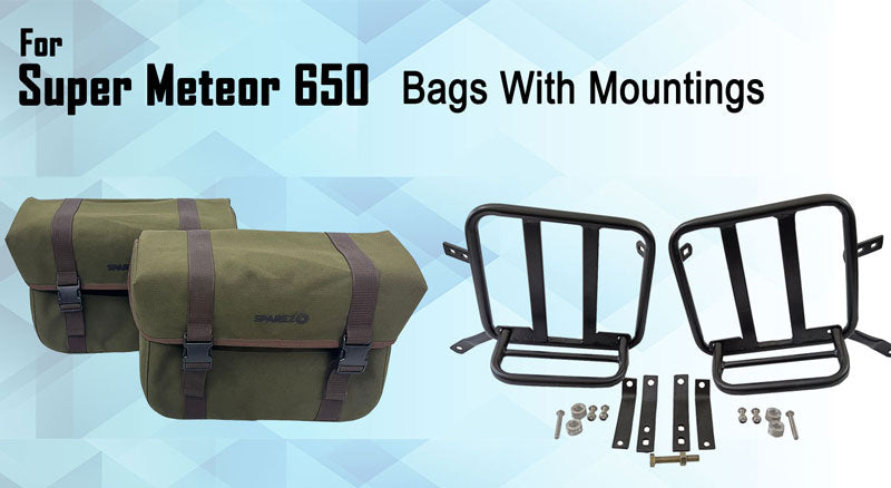 For Royal Enfield Super Meteor 650 Olive Canvas Pannier bags with Mounting