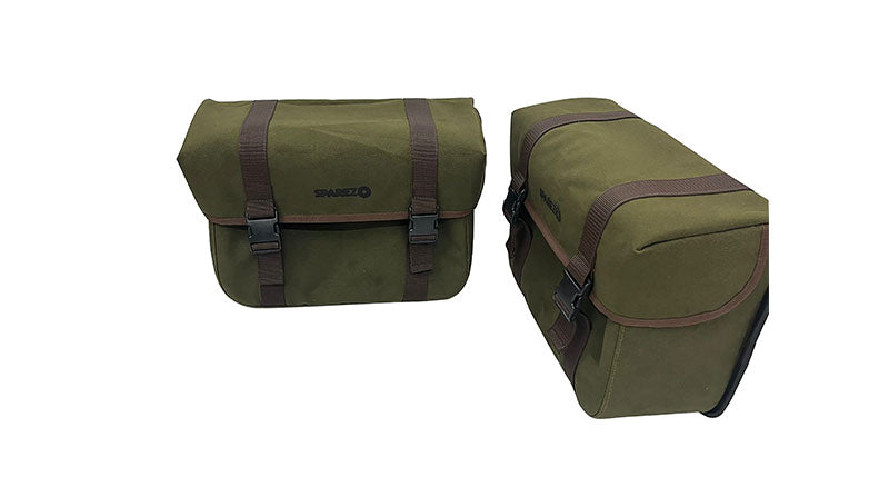 For Royal Enfield Super Meteor 650 Olive Canvas Pannier bags with Mounting