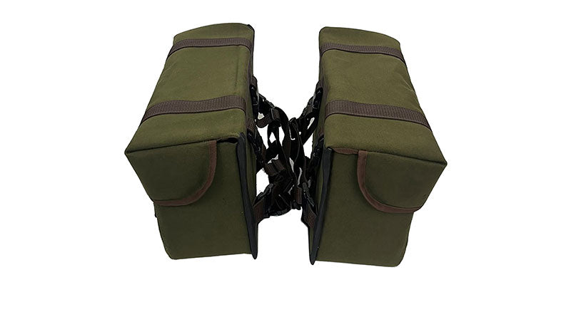 For Royal Enfield Super Meteor 650 Olive Canvas Pannier bags with Mounting