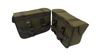 For Royal Enfield Super Meteor 650 Olive Canvas Pannier bags with Mounting