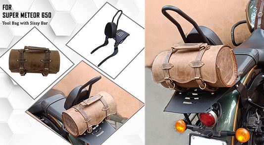 For Royal Enfield Super Meteor 650 Dust Color Tool Bag with Sissy Bar