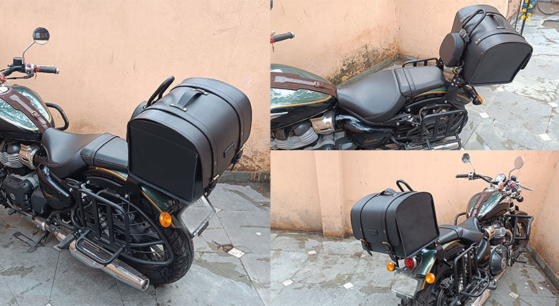 For Royal Enfield Super Meteor 650 Top Luggage Leather Bag Black