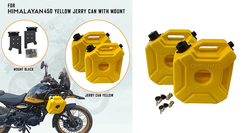 For Royal Enfield New Himalayan 450 RH-LH Yellow Jerry Can Pair with Mount