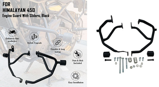 For Royal Enfield New Himalayan 450 Engine Guard with Sliders Black