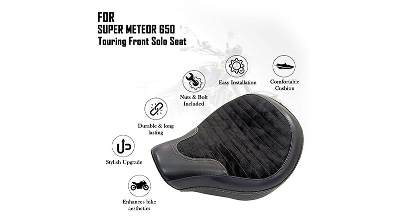 For Royal Enfield Super Meteor 650 Black Customized Touring Front Solo Seat