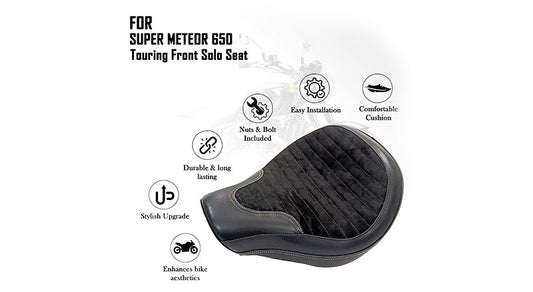 For Royal Enfield Super Meteor 650 Black Customized Touring Front Solo Seat
