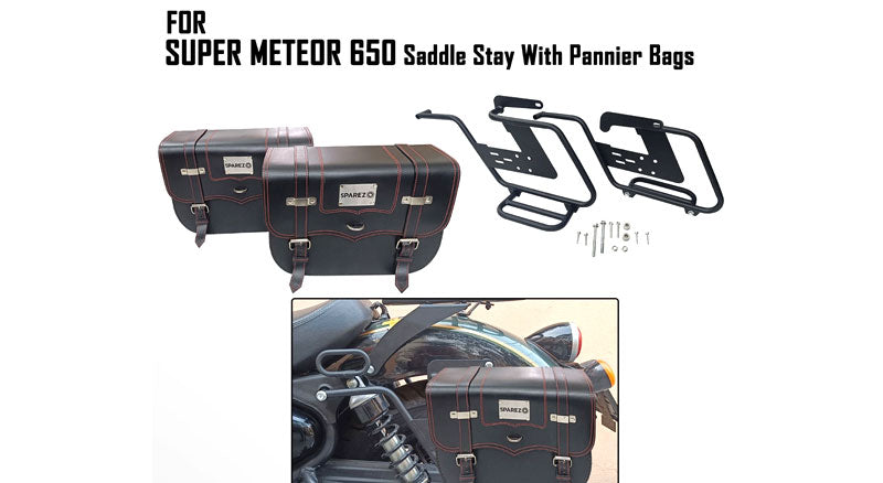 For Royal Enfield Super Meteor 650 Pannier Bags With Saddle Stay Black