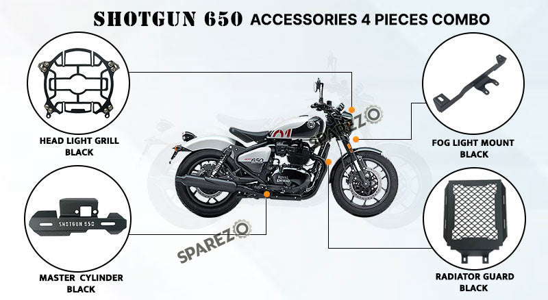 Fit For Royal Enfield Shotgun 650 4 Pcs Accessories Combo Pack