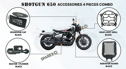 Fit For Royal Enfield Shotgun 650 4 Pcs Accessories Combo Pack Black