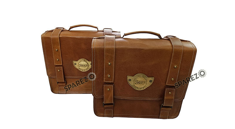 Fit For Royal Enfield Shotgun 650 Tan Brown Leather Pannier Bags with Mounting