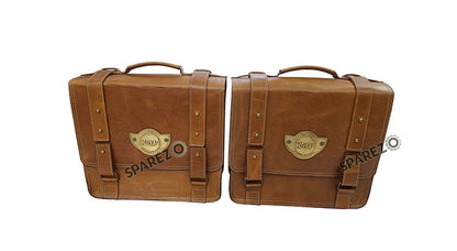 Fit For Royal Enfield Shotgun 650 Tan Brown Leather Pannier Bags with Mounting
