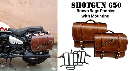 Fit For Royal Enfield Shotgun 650 Brown Tan Leather Pannier Bags with Mounting