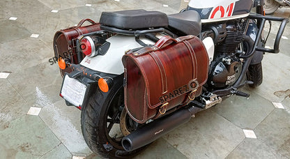 Fit For Royal Enfield Shotgun 650 Antique Brown Leather Pannier Bags with Mounting