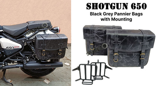 Fit For Royal Enfield Shotgun 650 Black Color Leather Pannier Bags with Mounting