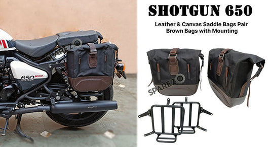 Fit For Royal Enfield Shotgun 650 Black and Brown Saddle Pannier Bags with Mounting