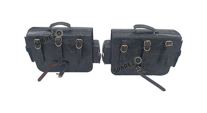 Fit For Royal Enfield Shotgun 650 Black Leather Saddle Pannier Bags with Mounting