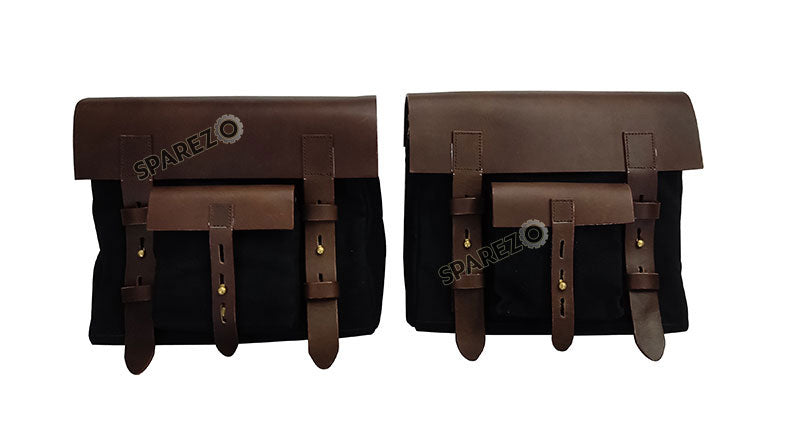 Fit For Royal Enfield Shotgun 650 Black Canvas Pannier Saddle Bags with Mounting