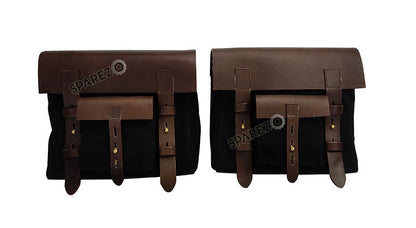 Fit For Royal Enfield Shotgun 650 Black Canvas Pannier Saddle Bags with Mounting