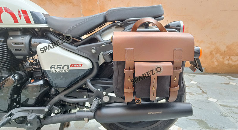 Fit For Royal Enfield Shotgun 650 Black Canvas Pannier Saddle Bags with Mounting