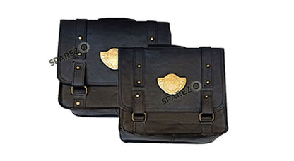 Fit For Royal Enfield Shotgun 650 Black Genuine Leather Pannier Bags and Mounting