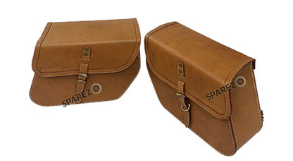 Fit For Royal Enfield Shotgun 650 Saddle Stay With Pannier Bags Pair Tan Color