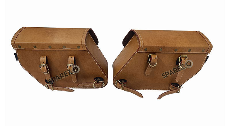 Fit For Royal Enfield Shotgun 650 Saddle Stay With Pannier Bags Pair Tan Color