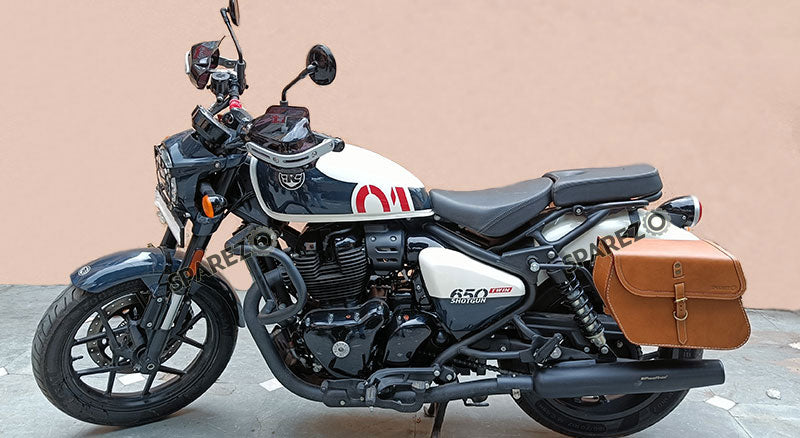 Fit For Royal Enfield Shotgun 650 Saddle Stay With Pannier Bags Pair Tan Color