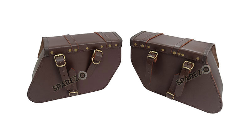 Fit For Royal Enfield Shotgun 650 Saddle Stay With Pannier Bags Pair Brown Color