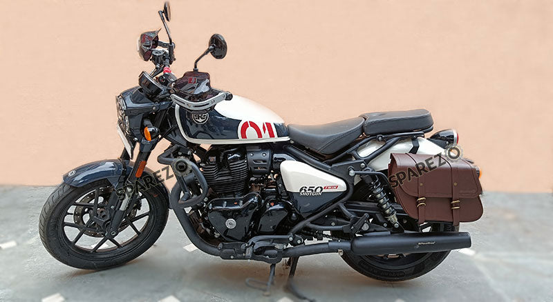 Fit For Royal Enfield Shotgun 650 Saddle Stay With Pannier Bags Pair Brown Color