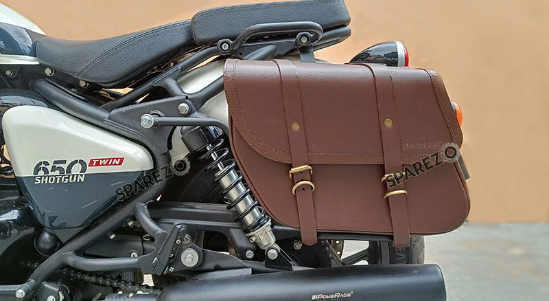 Fit For Royal Enfield Shotgun 650 Saddle Stay With Pannier Bags Pair Brown Color