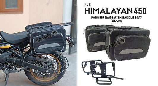 Fit For Royal Enfield New Himalayan 450 Canvas Pannier Bags With Mounting Black