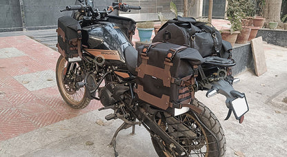 For Royal Enfield Himalayan 450 Canvas Trail Pannier Bags And Duffle Bag Brown