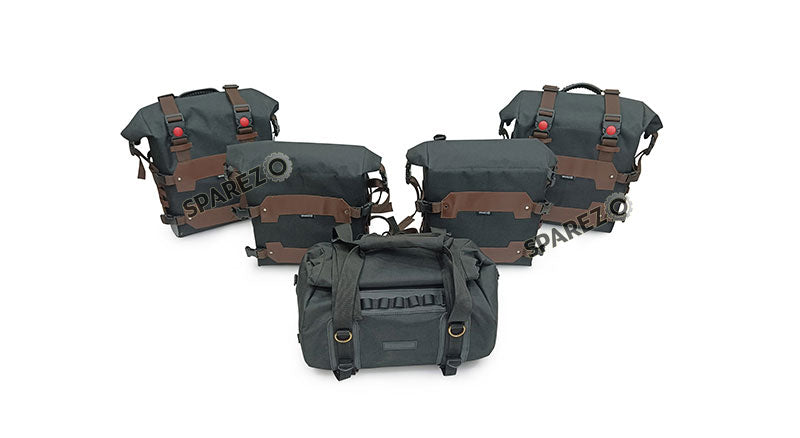 For Royal Enfield Himalayan 450 Canvas Trail Pannier Bags And Duffle Bag Brown