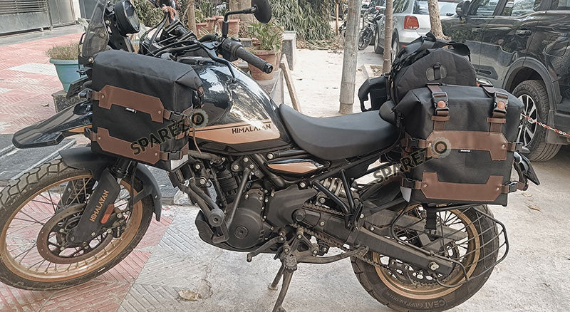 For Royal Enfield Himalayan 450 Canvas Trail Pannier Bags And Duffle Bag Brown