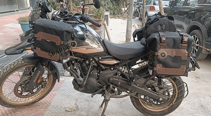 For Royal Enfield Himalayan 450 Canvas Trail Pannier Bags And Duffle Bag Brown