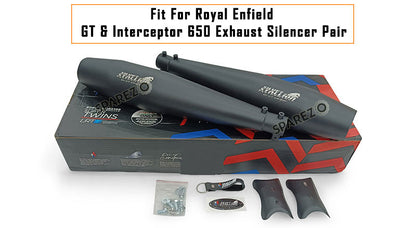 For Royal Enfield GT and Interceptor 650 Silver Stallion Exhaust Silencer Black