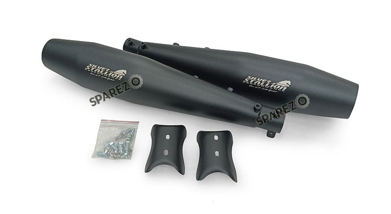 For Royal Enfield GT and Interceptor 650 Silver Stallion Exhaust Silencer Black