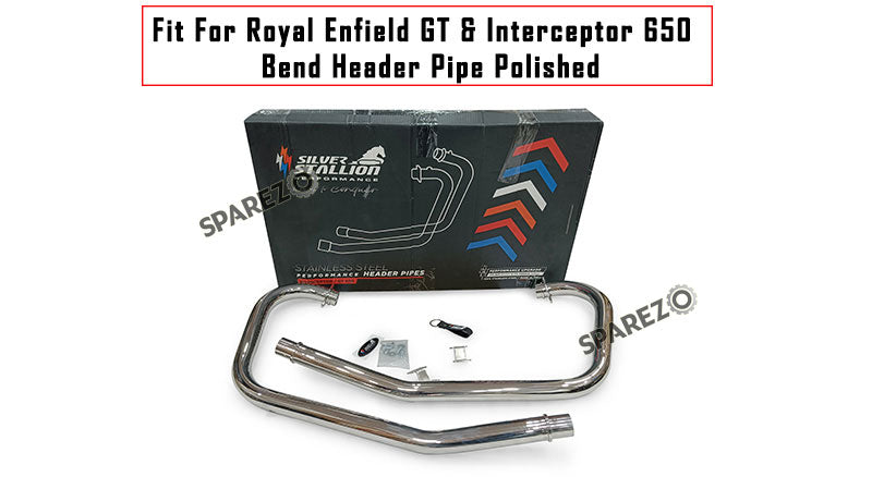 For Royal Enfield GT and Interceptor 650 Silver Stallion Bend Header Pipe Polished