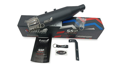 For Royal Enfield Hunter 350 Silver Stallion Exhaust Silencer Black and Silver