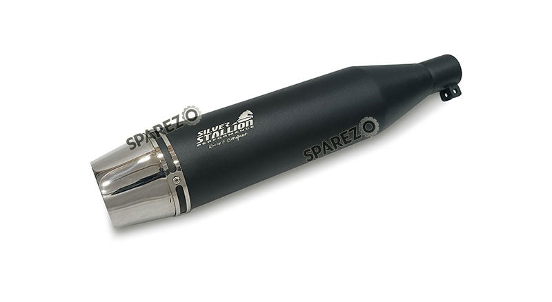 For Royal Enfield Hunter 350 Silver Stallion Exhaust Silencer Black and Silver