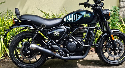 For Royal Enfield Hunter 350 Silver Stallion Exhaust Silencer Black and Silver