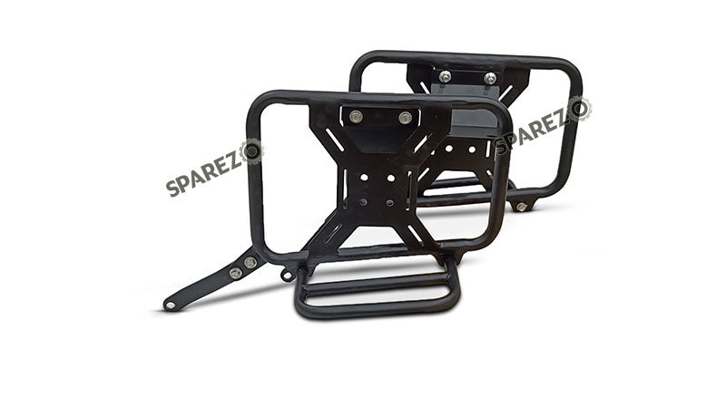 For Royal Enfield Bear 650 Canvas and Leather Pannier Bags Dust Color With Saddle Stays