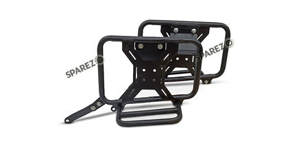 For Royal Enfield Bear 650 Canvas and Leather Pannier Bags Dust Color With Saddle Stays