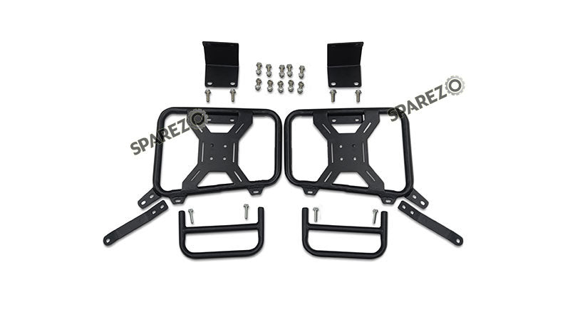 For Royal Enfield Bear 650 Canvas and Leather Pannier Bags Navy Blue With Saddle Stays