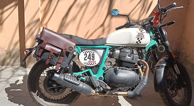 For Royal Enfield Bear 650 Canvas and Leather Pannier Bags With Saddle Stays Black